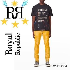 Retro 80s Yellow Acid Wash Look Straight Leg Jeans sz 42 x 34 NEW! Never Worn!!!